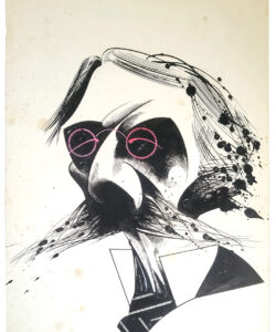 «Camilo», 1987 (Prémio Nacional de Caricatura de Imprensa 1987) (col. Osvaldo Macedo de Sousa).
O escritor Camilo Castelo Branco (1825-90) foi uma das grandes referências literárias de Vasco, e também dos seus familiares literatos, sendo um dos vultos literários do século XIX português.