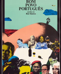 Cartaz do filme Bom povo português, 1980 (col. Rui Simões).
Bom povo português é o segundo documentário histórico deste cineasta exilado em Bruxelas (após Deus, Pátria, Autoridade, de 1976) e o primeiro que interpela directamente a situação social e política do Portugal revolucionário, «tal como ela foi sentida pela equipa que, ao longo deste processo, foi ao mesmo tempo espectador, actor, participante, mas que, sobretudo, se encontrava totalmente comprometida com o processo revolucionário em curso» (nas suas palavras). Do seu elenco constam outros exilados, como Hélder Costa e José Mário Branco (narrador). No cartaz feito por Vasco há uma mistura, pela técnica de colagem, de personalidades da política portuguesa recente com pensadores e políticos internacionais.